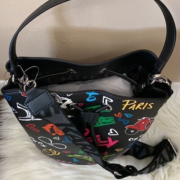 NWT Karl Lagerfeld Crossbody Tote - Black - Multi Color - Picture 11 of 14